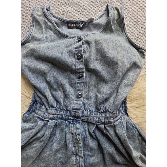 Vintage 80s Pinot Noir Denim Acid Wash Romper Shorts Jumper Medium w/Pockets - Picture 4 of 8
